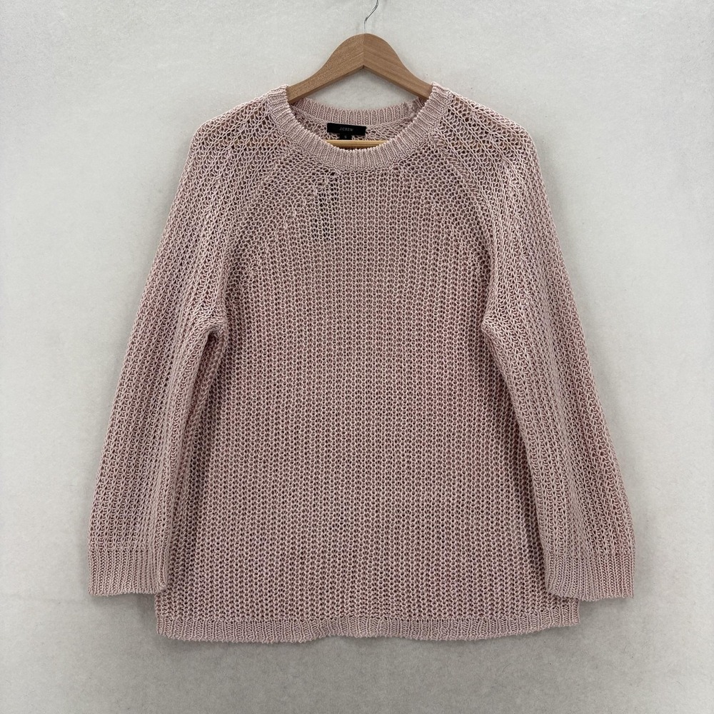 J.Crew Relaxed Fit Linen Beach Sweater Womens Small Weathered Rose Open Knit NWT